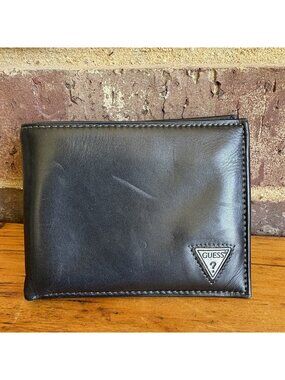 GUESS Genuine Leather Black Wallet Men's Bi-Fold